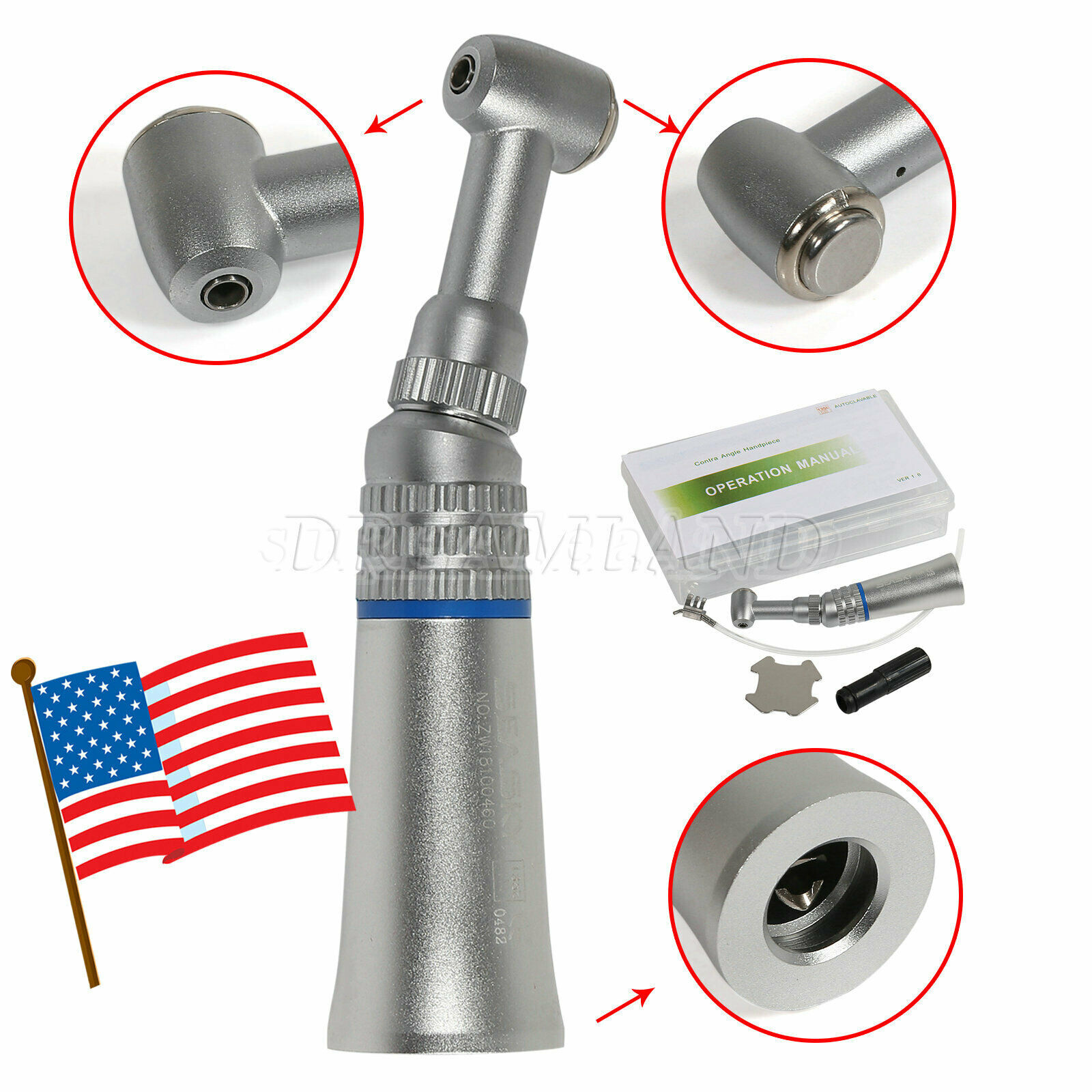 Dental 1:1 1:5 20:1 Implant(LED) Inner/External Contra Angle Handpiece Low Speed