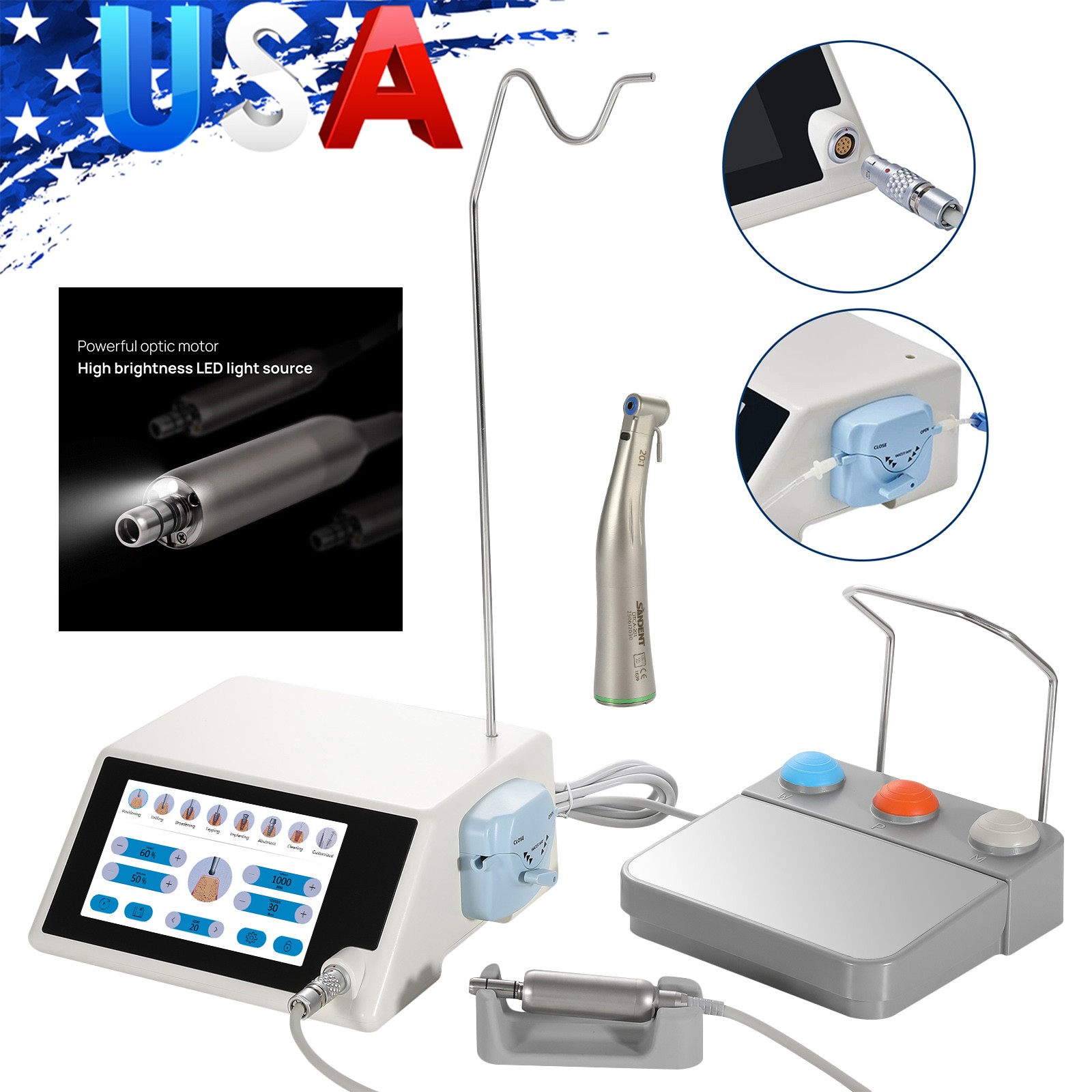 Dental Implant Motor Brushless Surgical Touch Screen Machine +20:1 LED Handpiece