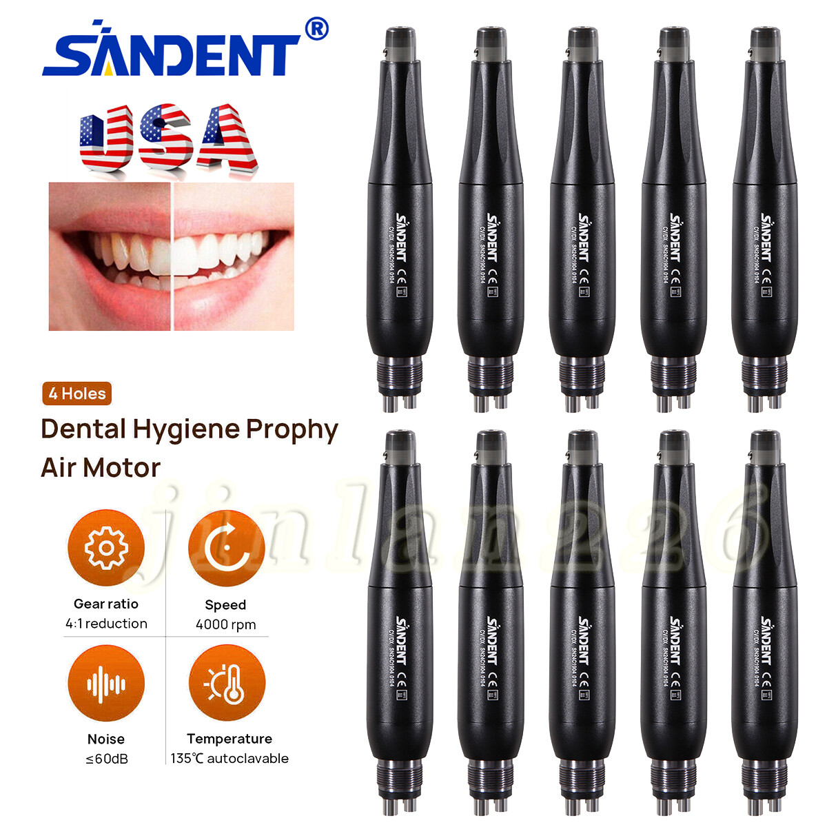 Dental Prophy Handpiece Mini Hygiene Low Speed Air Motor 4 Hole 2.4oz Nose Cone