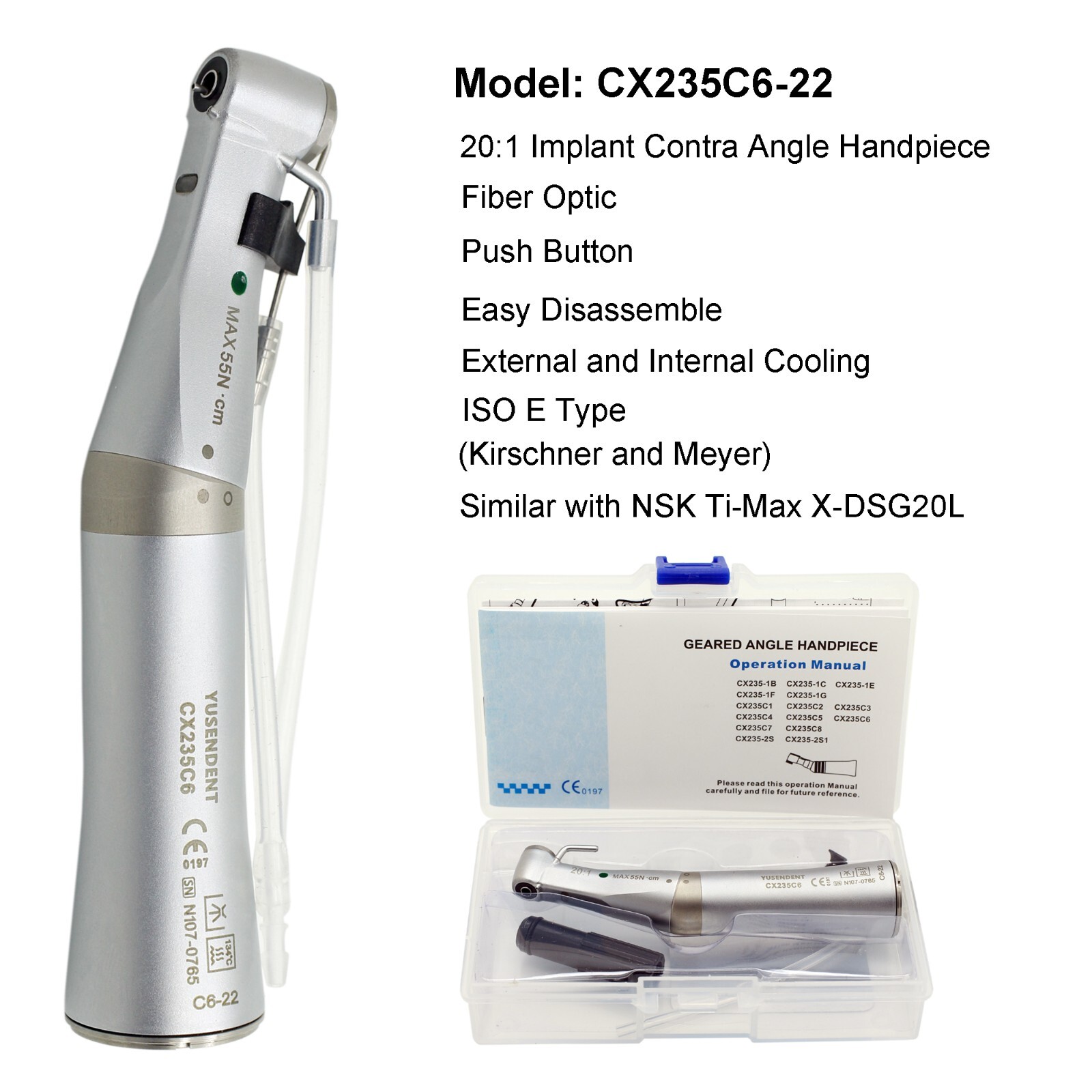 COXO Dental Surgical Straight Handpiece 20:1 32:1 Implant Contra Angle LED NSK