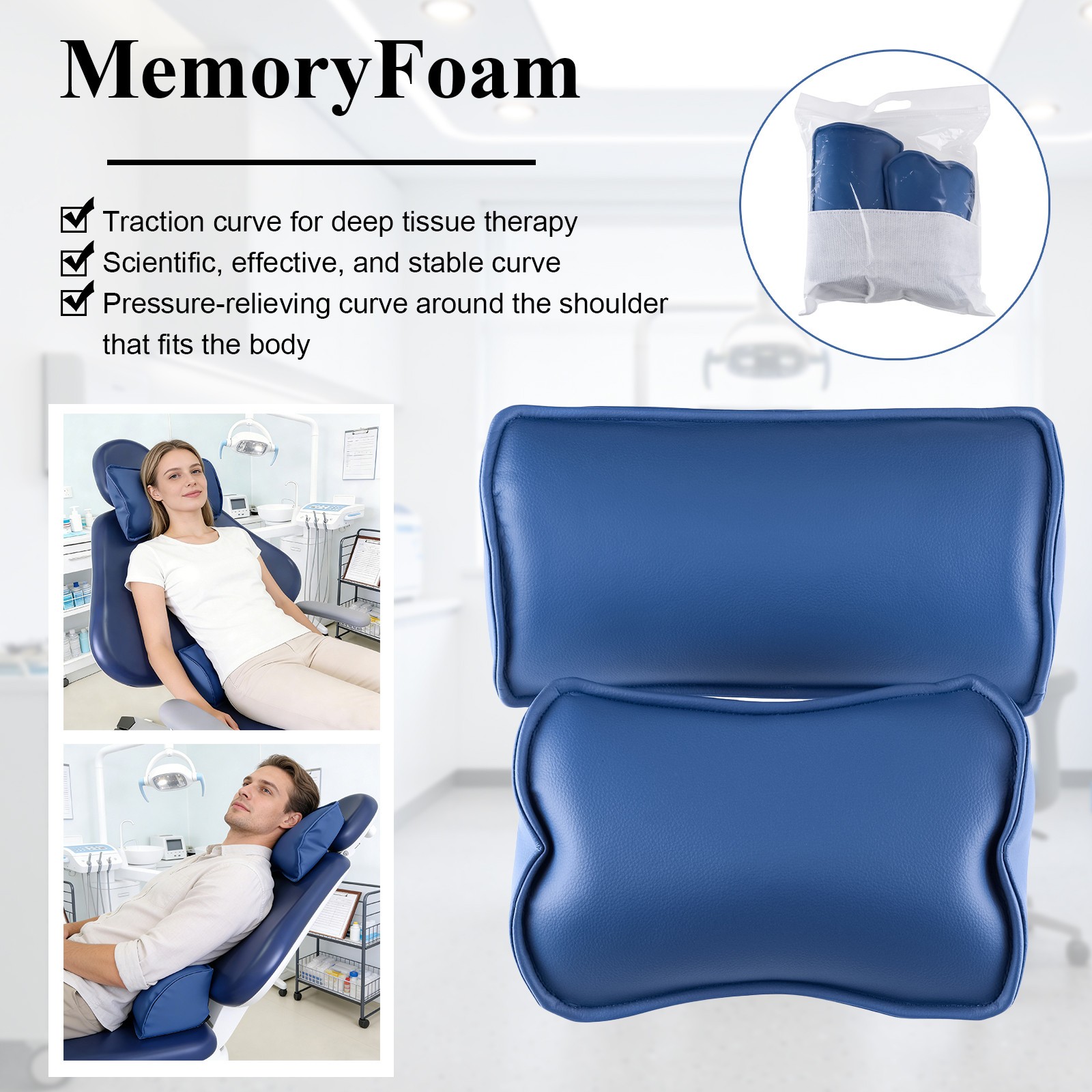 Dental Lumbar Pillow Cervical Pad Seat Neck Pillow For Dental Chair Dark Blue US