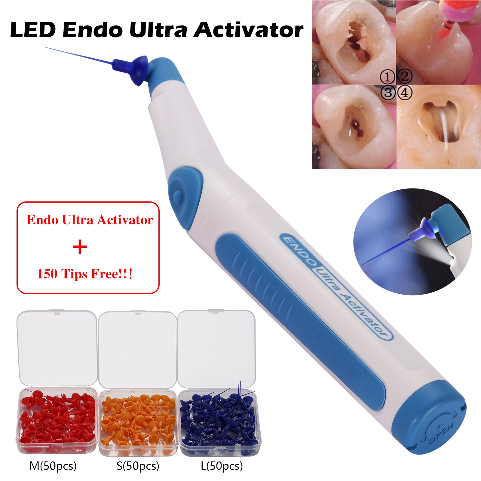 Dental LED Endo Ultrasonic Sonic Activator Root Canal Irrigator + 150Tips Free
