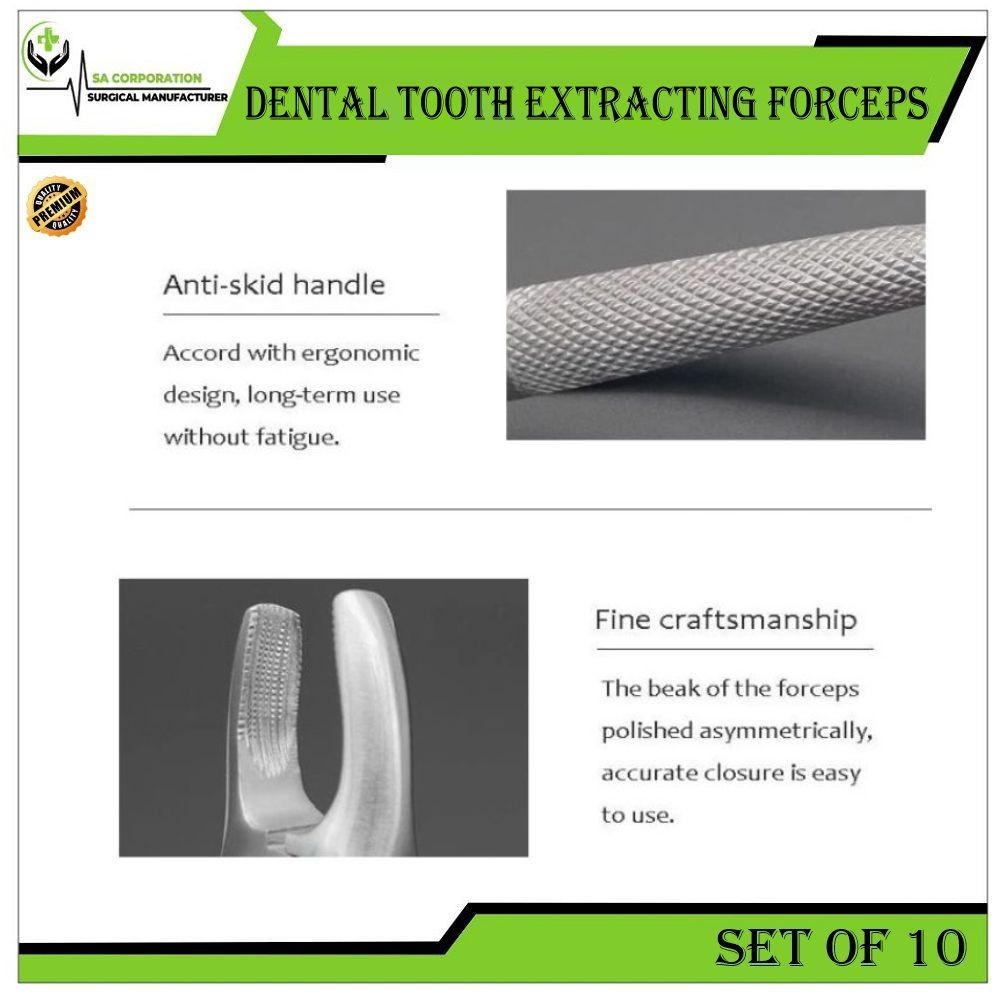 Premium Dental Extracting Forceps Tooth Extraction Instruments Set Of 10 pcs