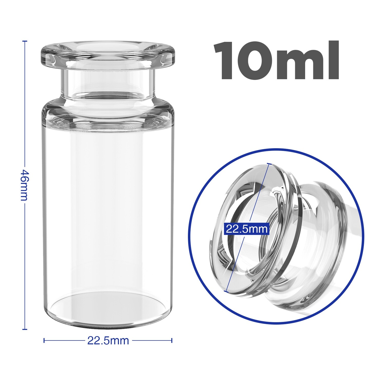 10000pcs 10mL Lab Vials Borosilicate Glass Clear Headspace Crimp Top Flat Bottom