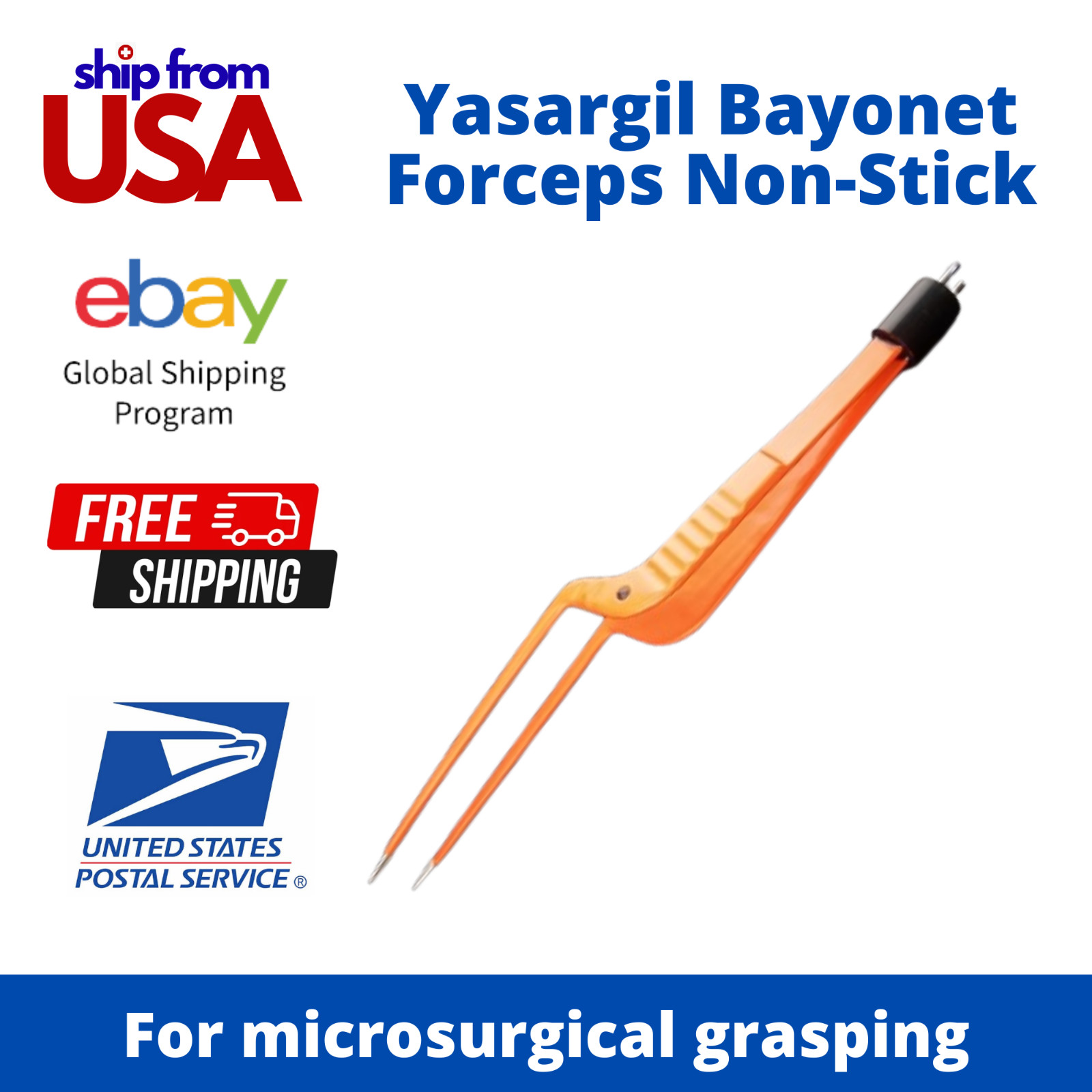 American Yasargil Non-Stick Bayonet Bipolar Forceps,Reusable-L:20cm, Tip Options