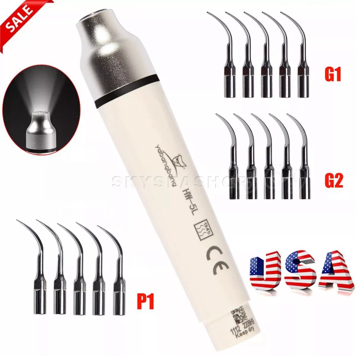 HW-5L Dental LED Ultrasonic Piezo Scaler Handpiece Fit Woodpecker EMS Tips