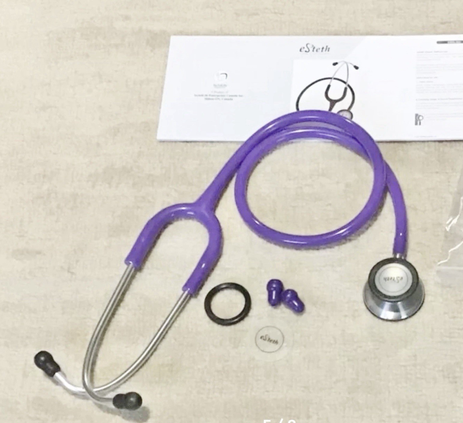 Premium Quality Ultra Sensitive Purple eSteth Classic Stethoscope, 36” L Tubing