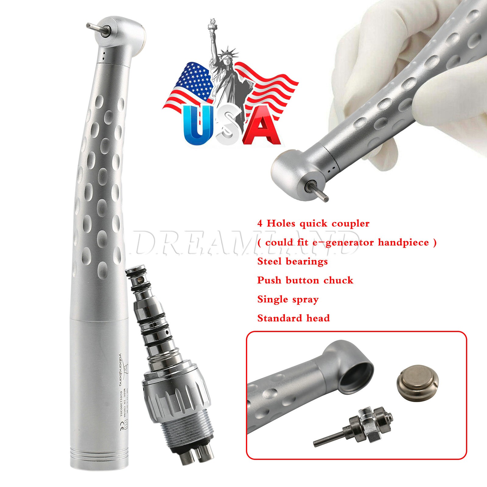 Turbine Dental High Speed Handpiece / with 4Hole Swivel Coupler For KAV GB4
