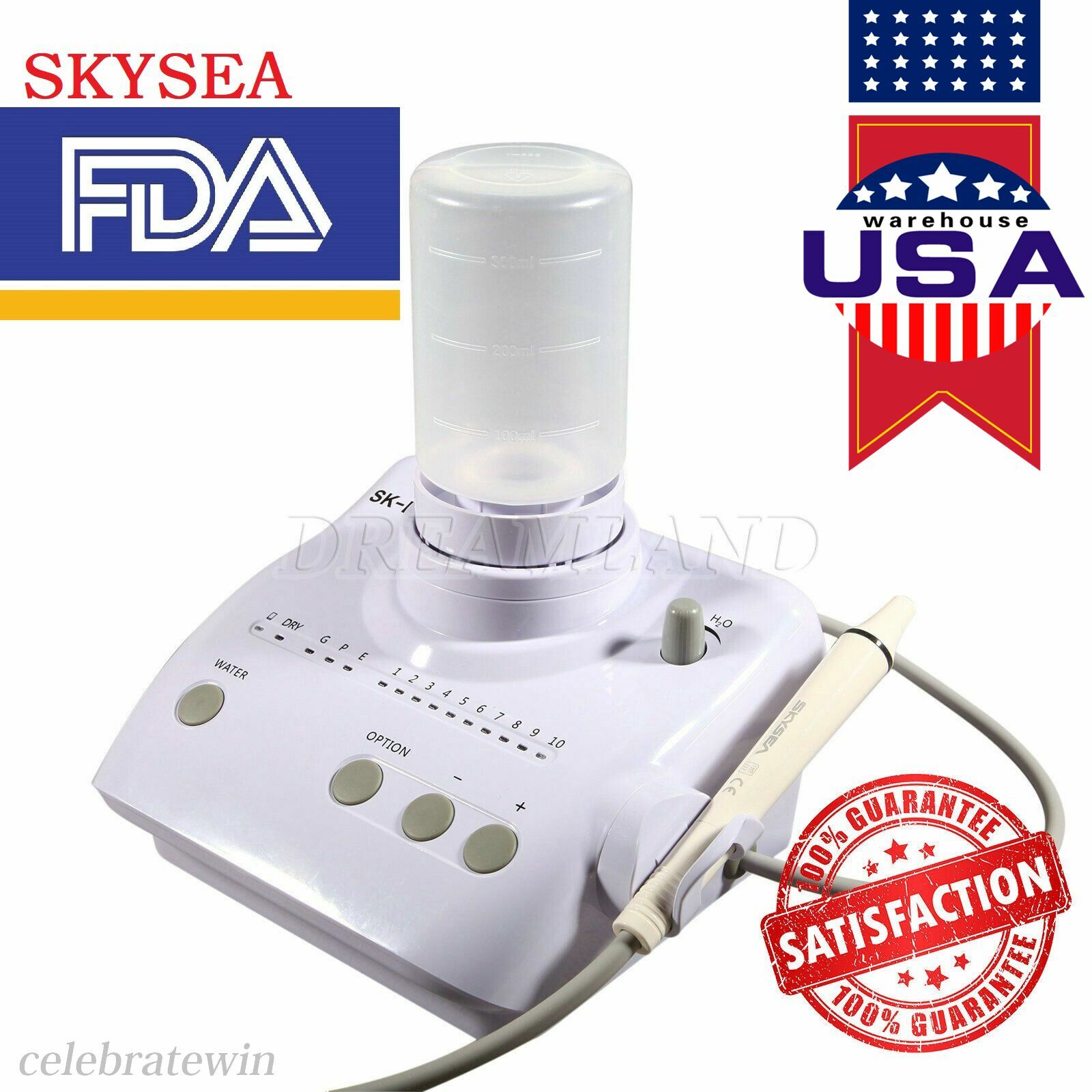 FDA Dental Ultrasonic Scaler Unit fit Cavitron EMS + Handpiece +2 Bottles SK-E1