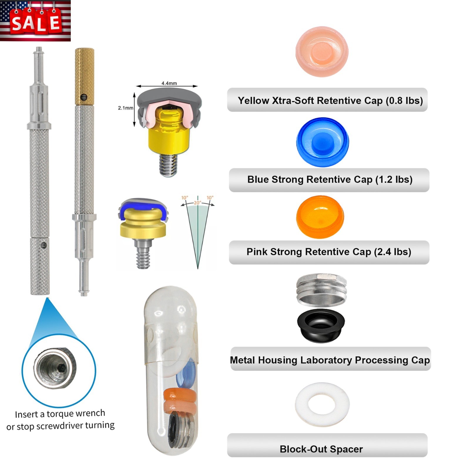 US Universal Dental Retention Cap Implant Insertion Locator Extraction Core Tool