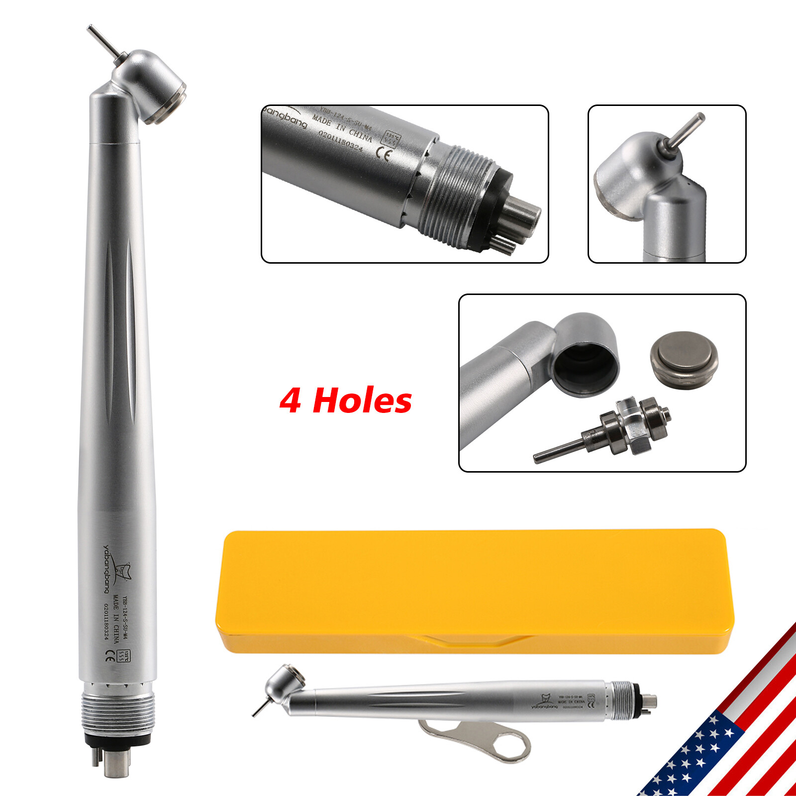 Dental 45 Degree Surgical High Speed Handpiece Push Button 4Holes WCA4 FDA USA