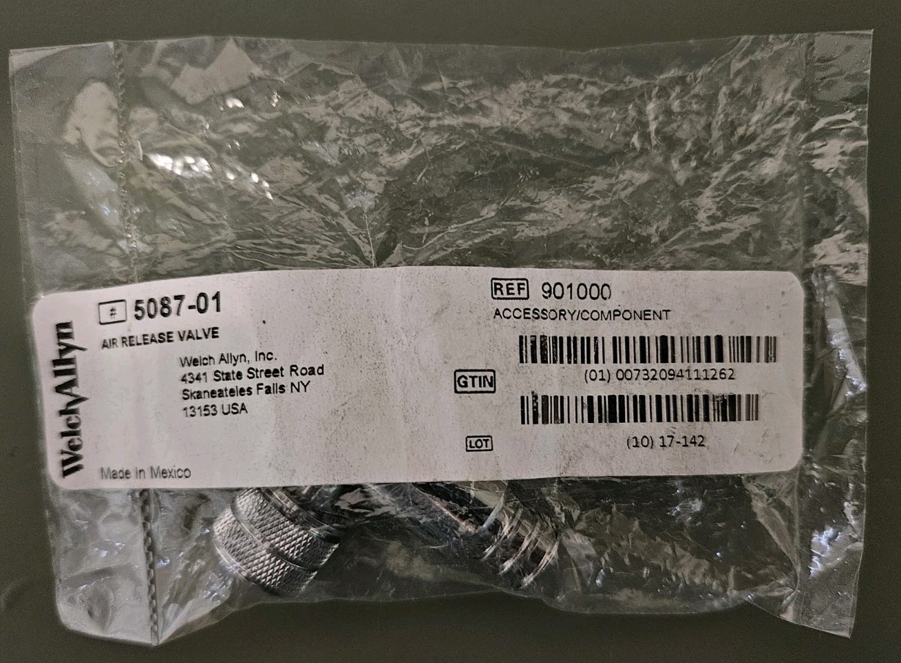 Welch Allyn Blood Pressure Air Release Valve #5087-01 – NEW