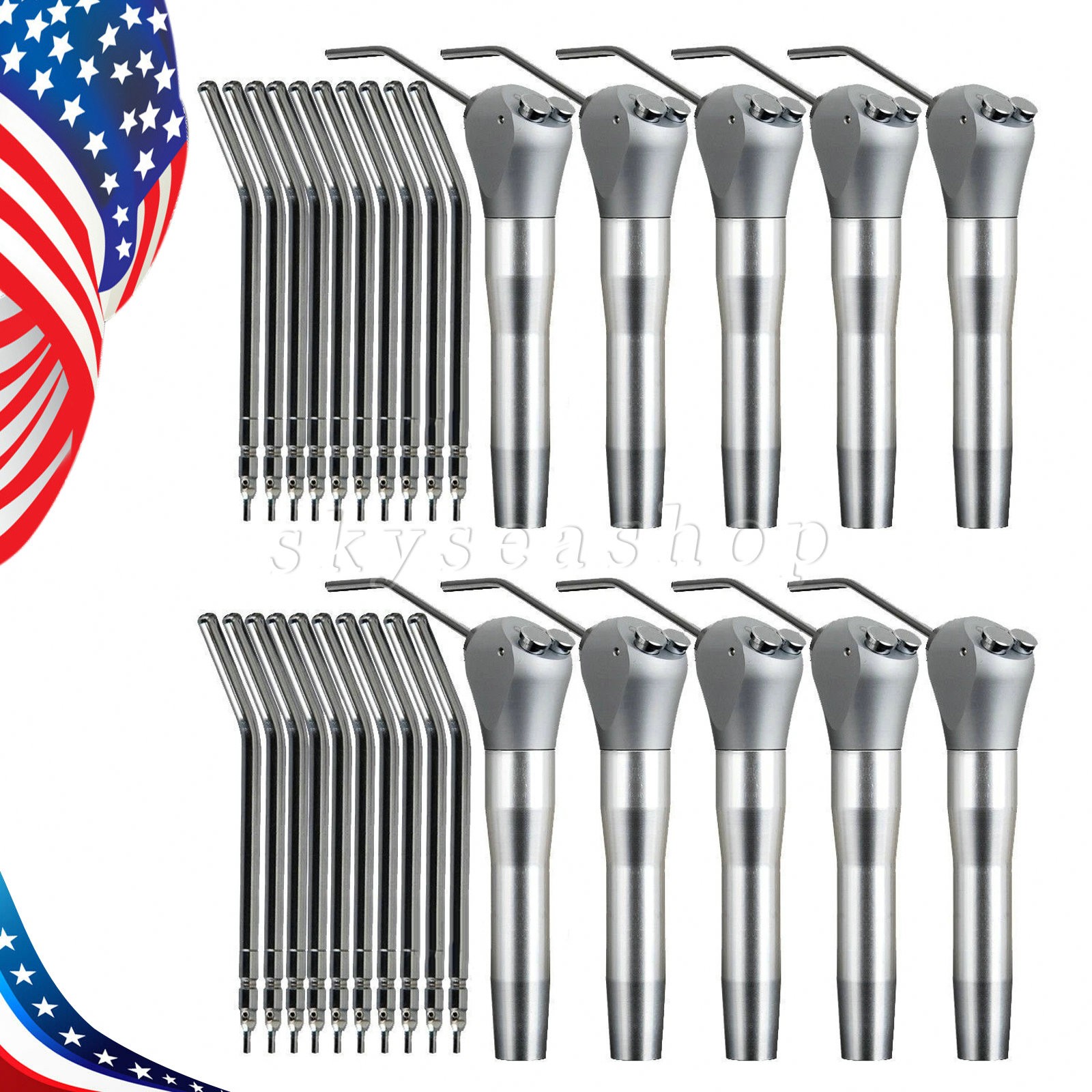 10X Dental Air Water Spray Triple Syringe 3 Way Handpiece w/ Nozzles/Tips/Tubes