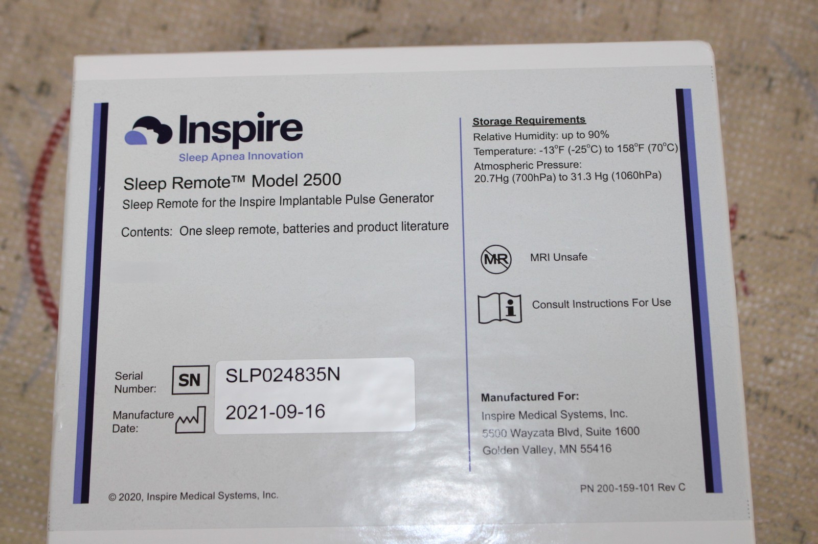 Inspire Sleep Remote Model 2500