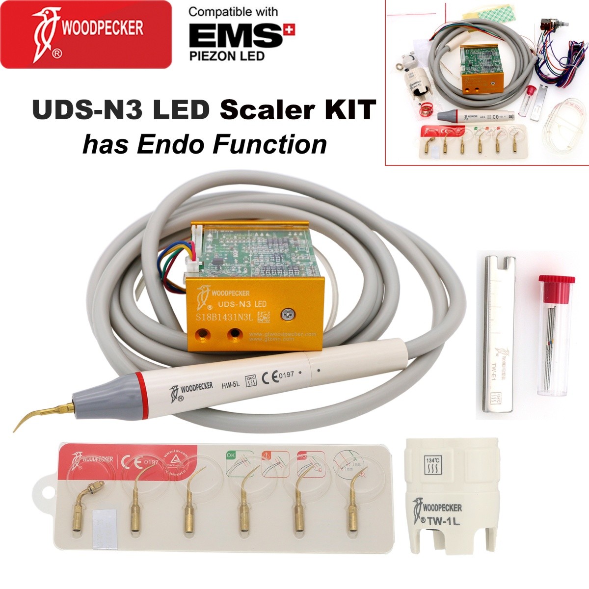Woodpecker Dental Ultrasonic Scaler N2/N3 LED HW-5L Scaler Handpiece Chair Unit