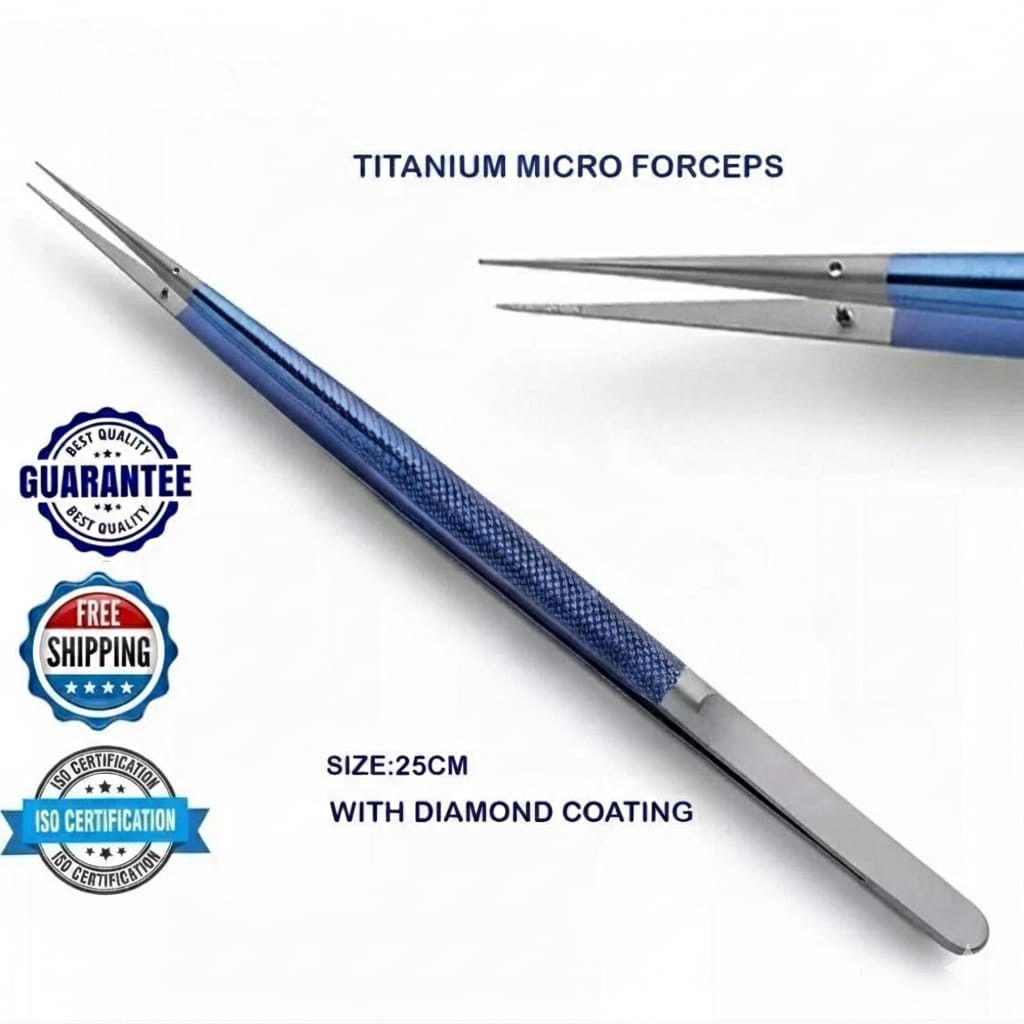 Titanium Micro Micro Forceps, Titanium, 25 cm Str 1.0mm Diamond Tip