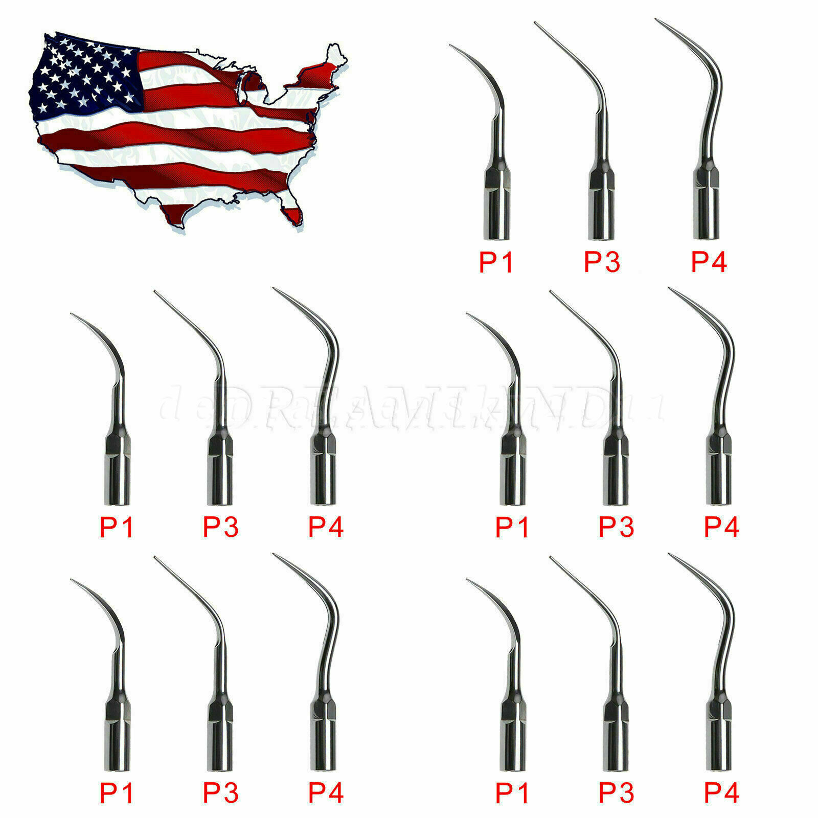 5PCS New Dental Ultrasonic Piezo Scaler Perio Tips Fit EMS Handpiece SK-E1 G EP