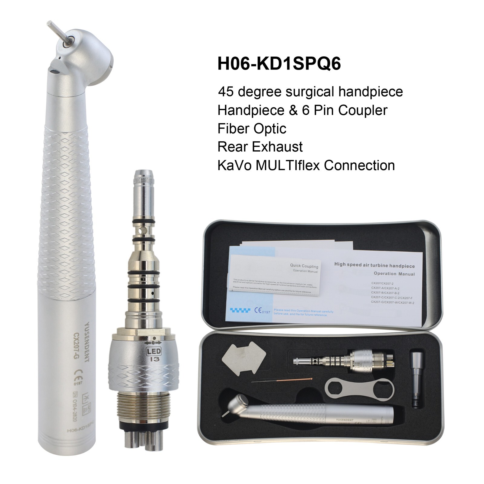COXO Dental 45 Degree Surgical Handpiece Fiber Optic KaVo MULTIflex LED Coupler