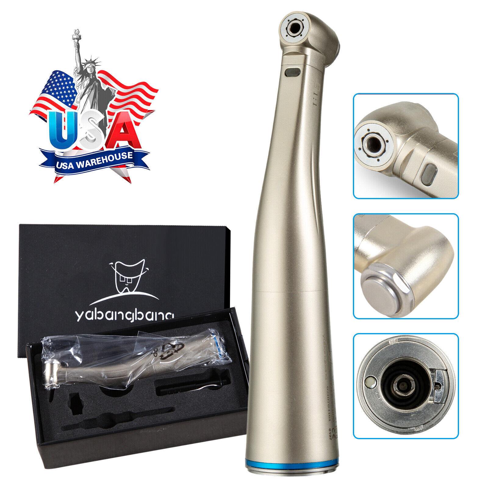 Dental 1:1 Slow Contra angle LED Fiber Optic Handpiece NSK Style Electric Motor
