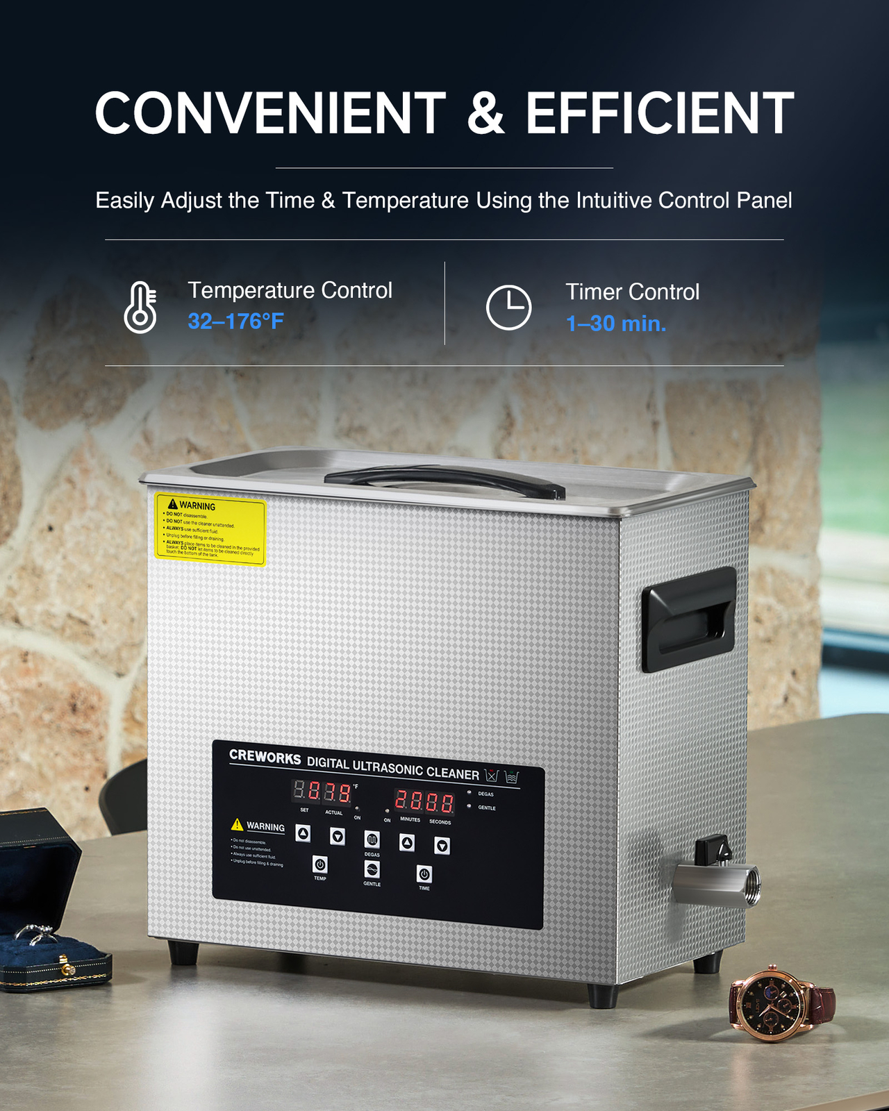 CREWORKS 6L Ultrasonic Cleaner Stainless Steel Industry Heated Heater w/Timer