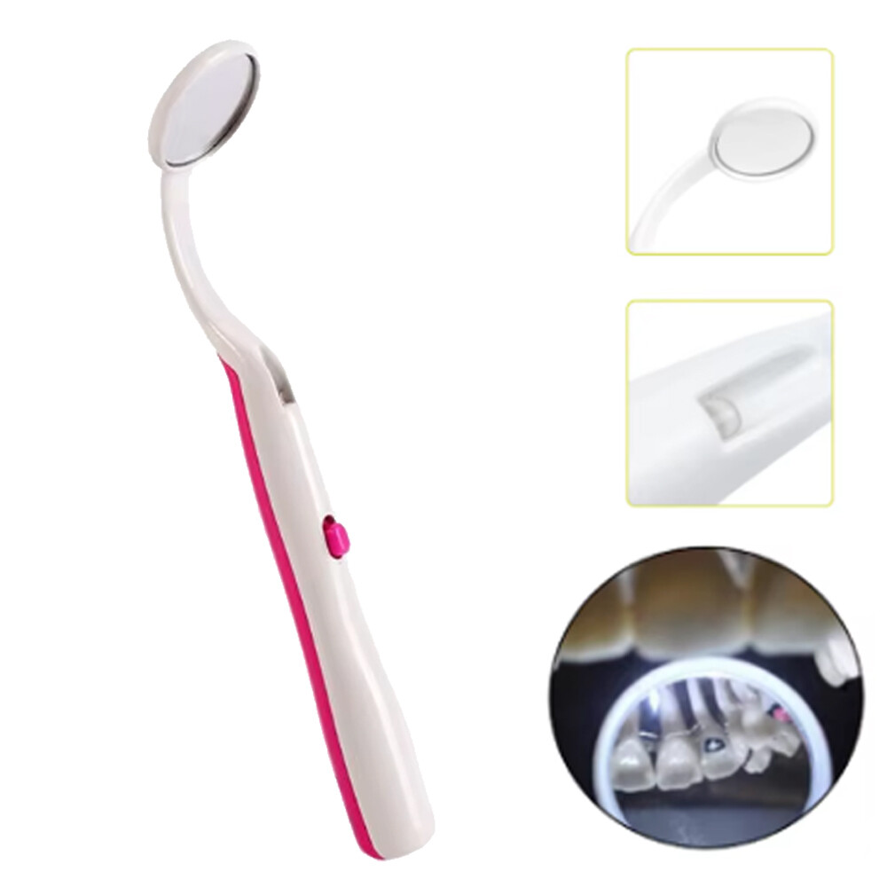 Mirror With LED Light Oral Teeth Checking Mirror Tooth Care Dentist Tools Pink