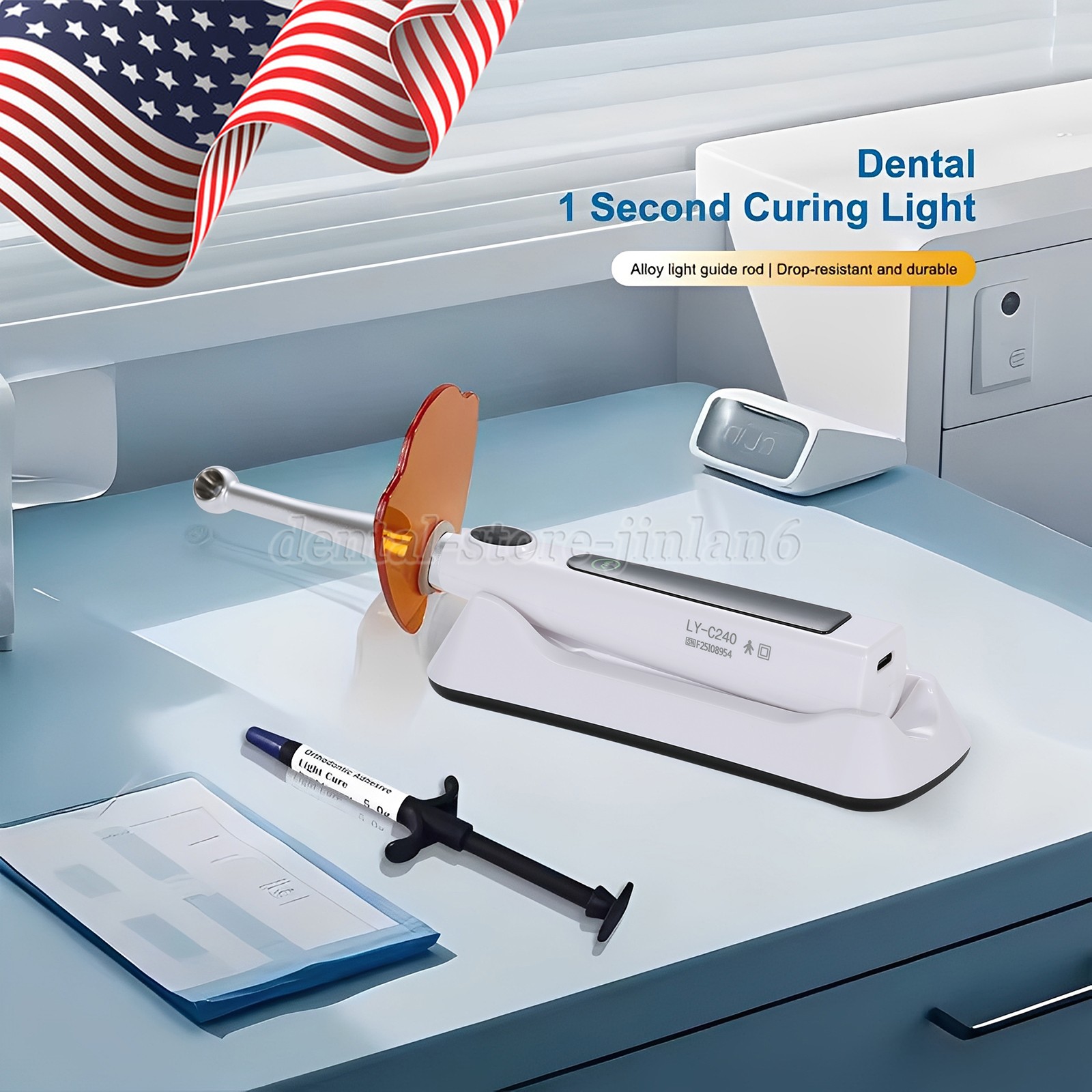 Dental Cordless LED Curing Light Metal Head 1S Cure Lamp 4 Light Intensity Modes