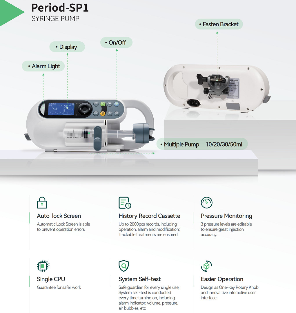 SP01 Portable Precision Syringe Pump Audible, Visible alarm LCD Display