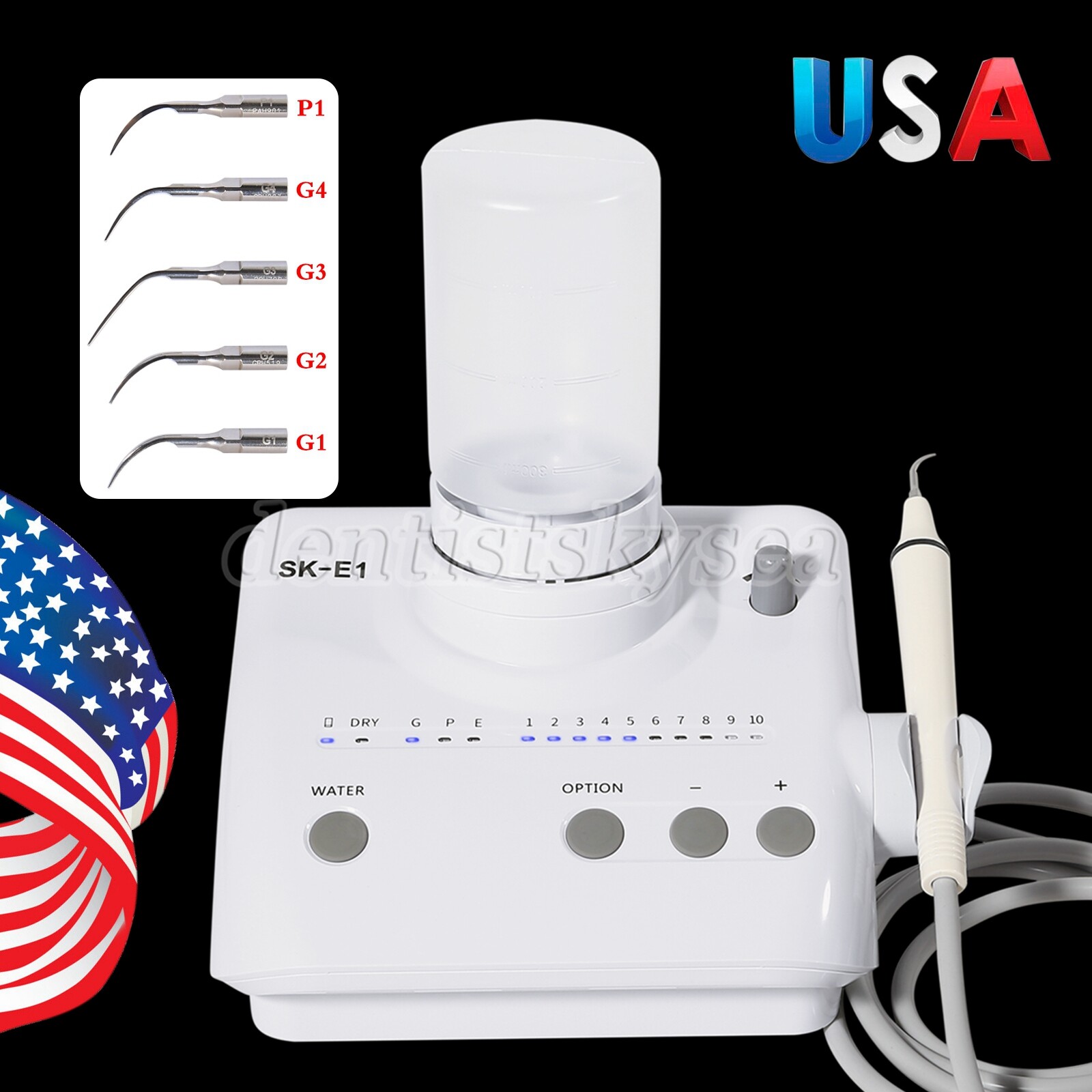 Ultrasonic Piezo Scaler w/ 2 Water Bottles Handpiece Fits EMS Woodpecker Dental