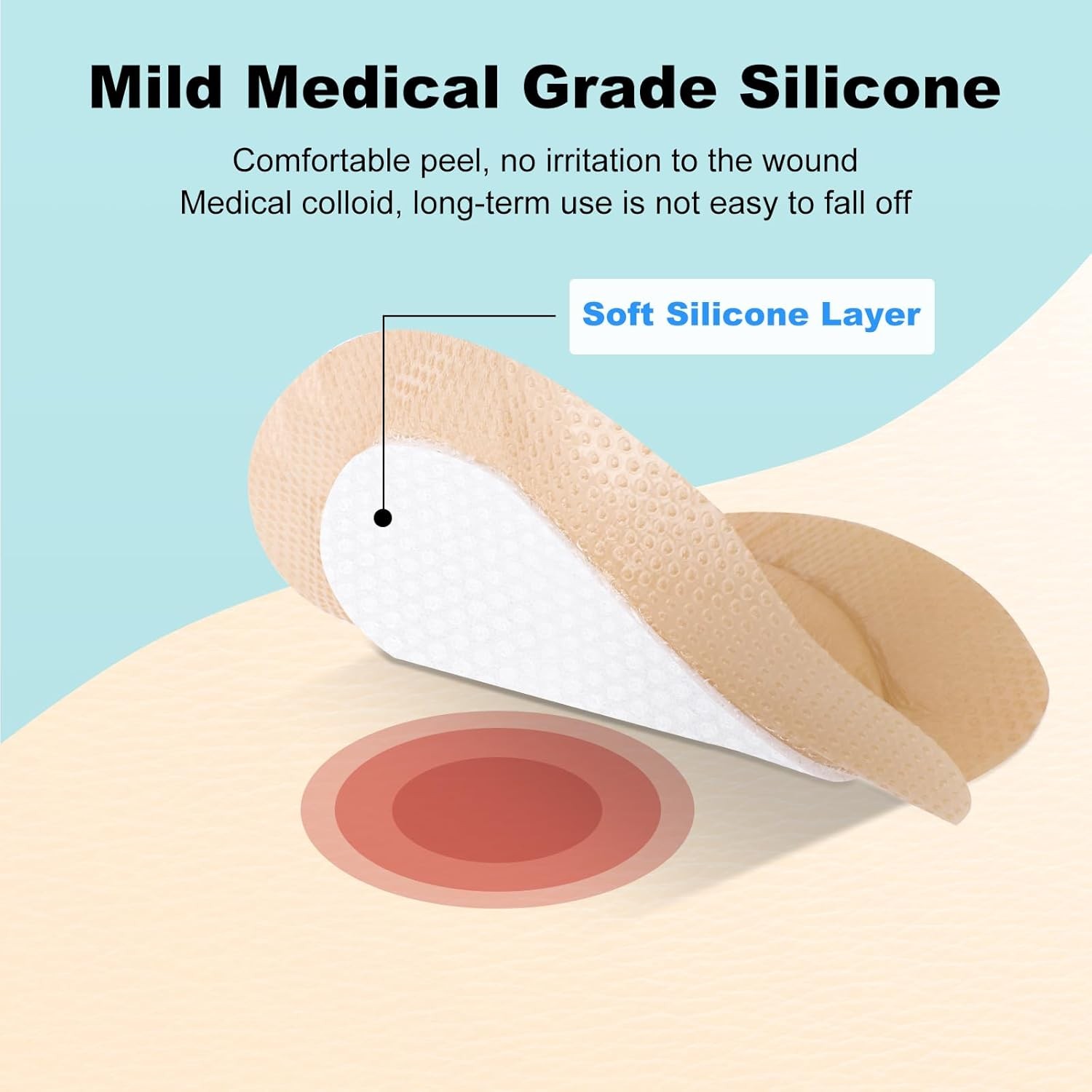 Sacral Foam Dressing, Sacrum Silicone Foam Dressing with Border, 7×7 Large Banda