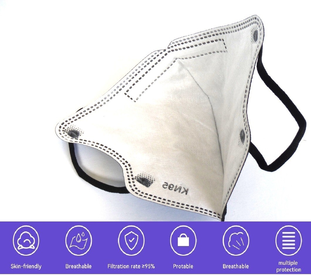 10-500 Black KN95 Face Mask Disposable Respirator 5 Layer CE FFP2 95% Protection