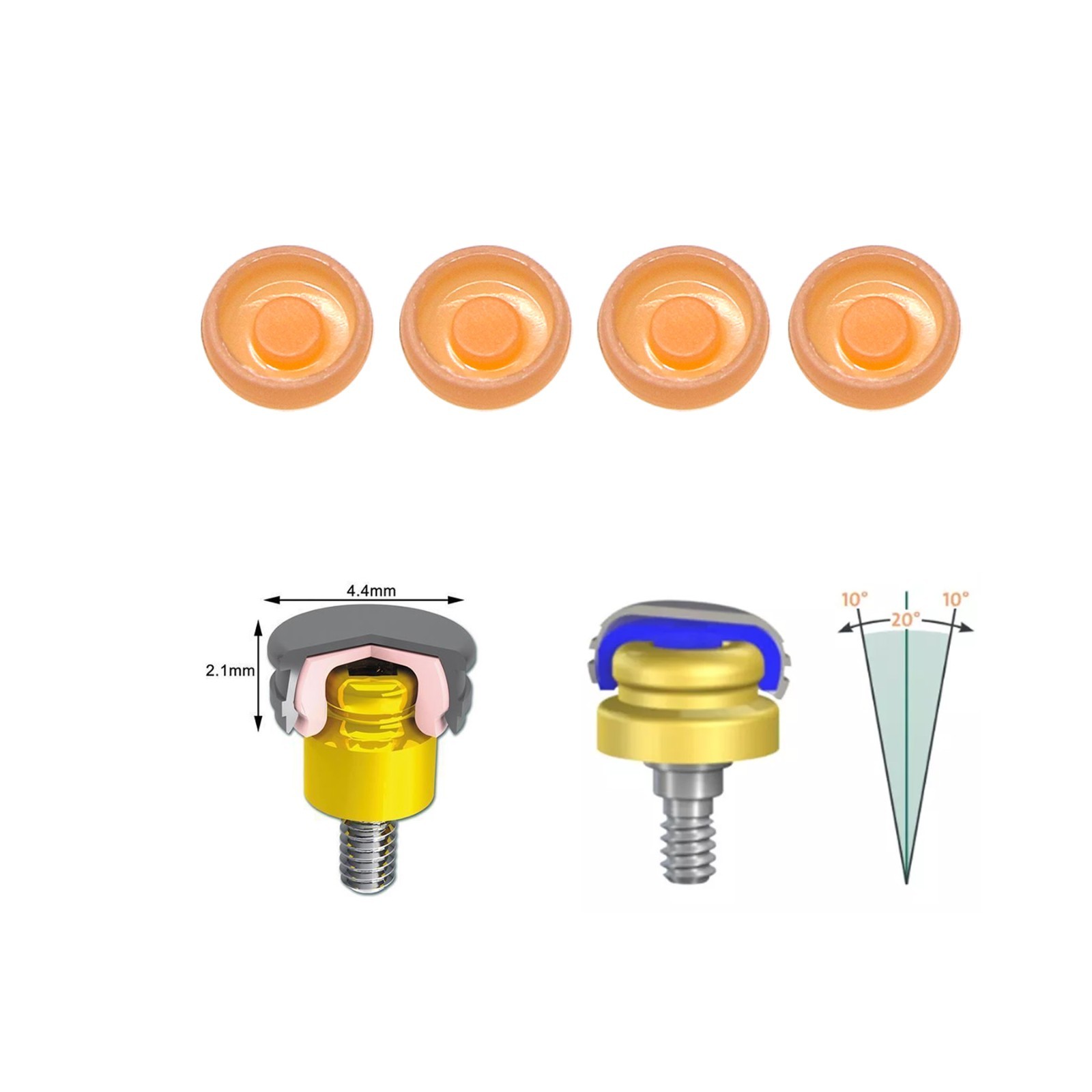 Dental Overdenture Locator Implant Male Cap Retention Inserts Kit PEEK Core Tool
