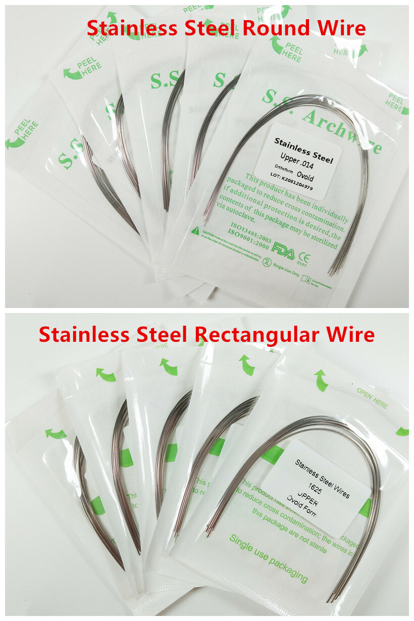 100Pc Dental Orthodontic Arch Wires Ovoid Wire Stainless Steel Rectangular Round