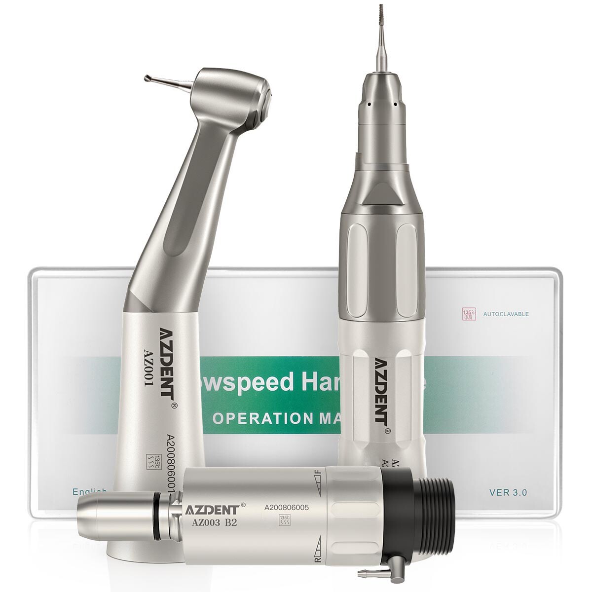 AZDENT Dental E-generator LED High Speed/Slow Low Speed Handpiece Kit 4H/2H