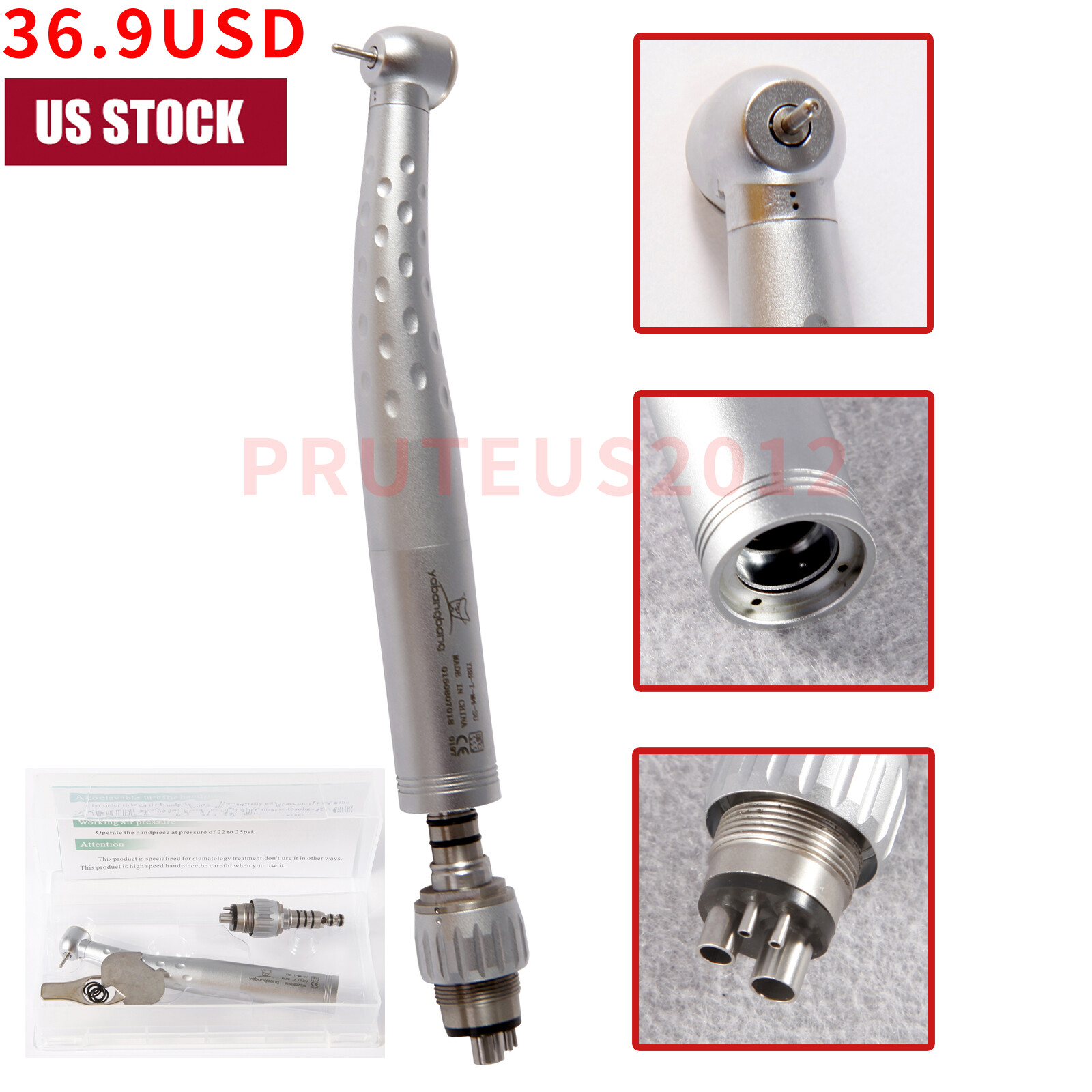 ZT Dental High Speed Handpiece +4 Hole Quick Coupler 360° Swivel