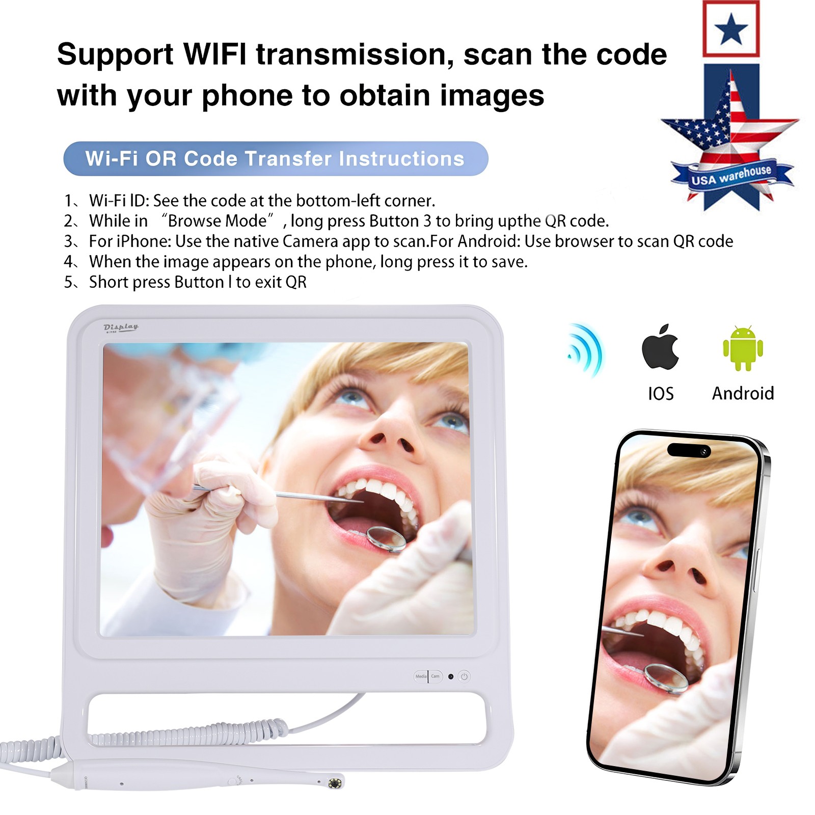 WiFi Dental Intraoral Camera Wireless 3.0 Mega Pixels HD Clear Image