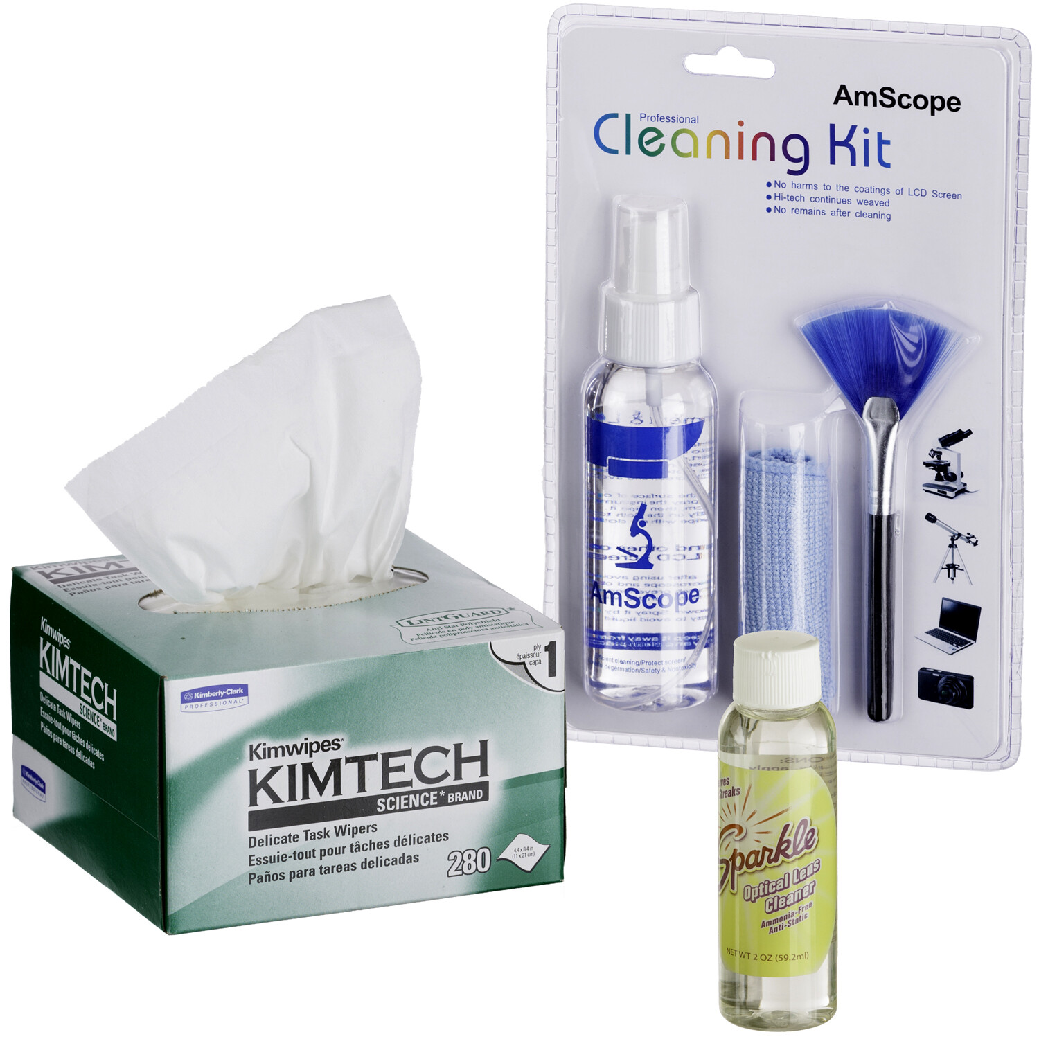 AmScope Microscope & Camera Cleaning Kit for Lens, Body & TV or Computer Screens