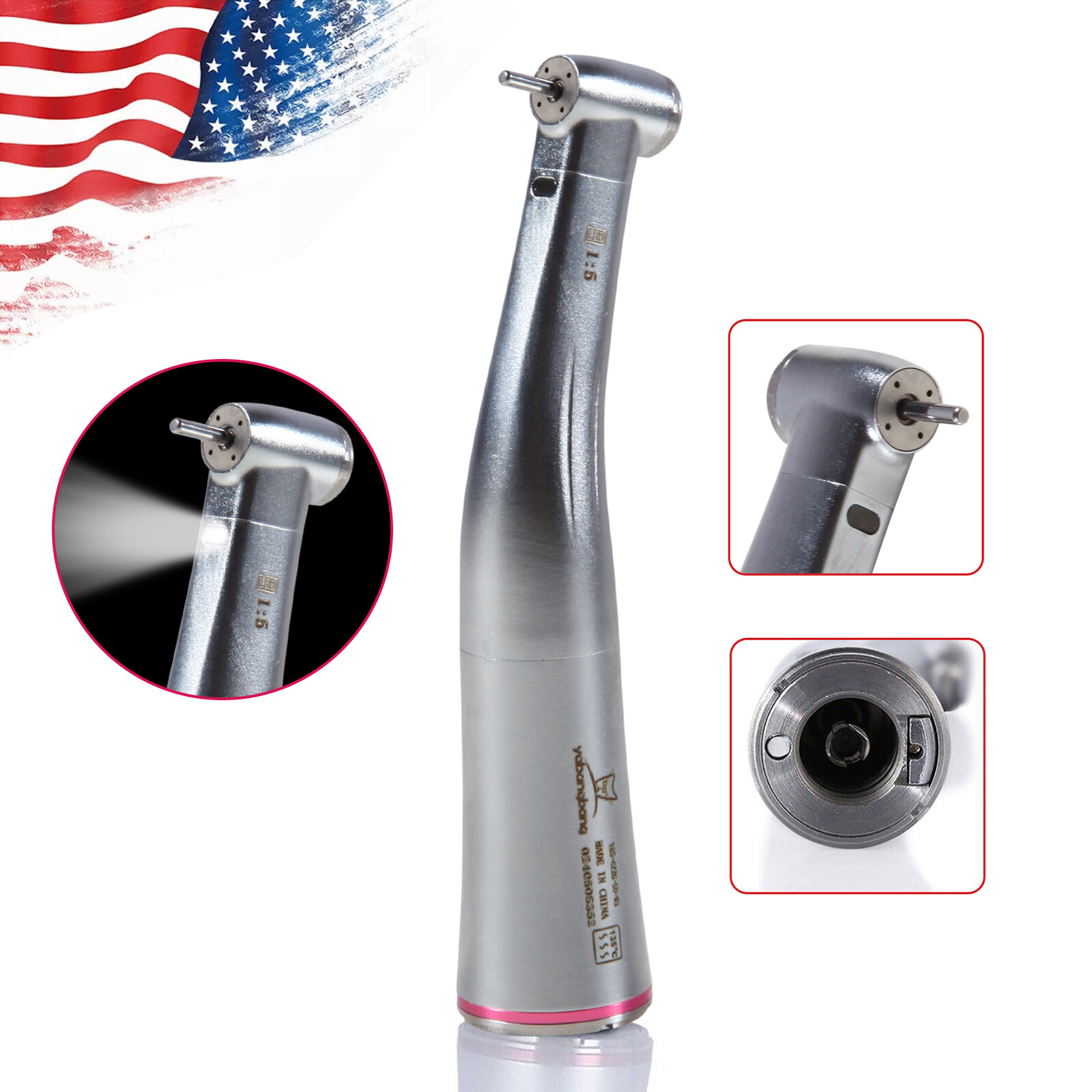 Dental 1:5 LED Contra Angle Handpiece FOR Electric Motor MT2 MT3