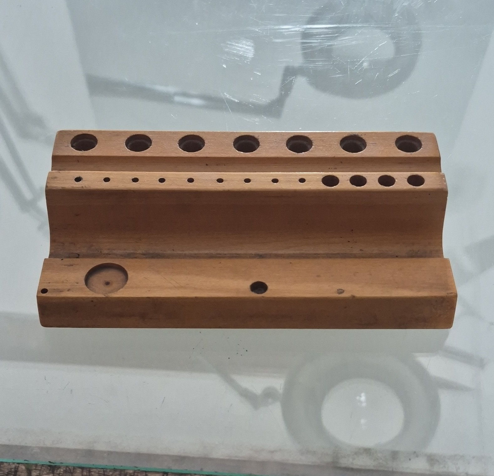 Wood Test Tube Rack Holder Block, 14 Holes, Assorted Sizes, Max 1 in Tube