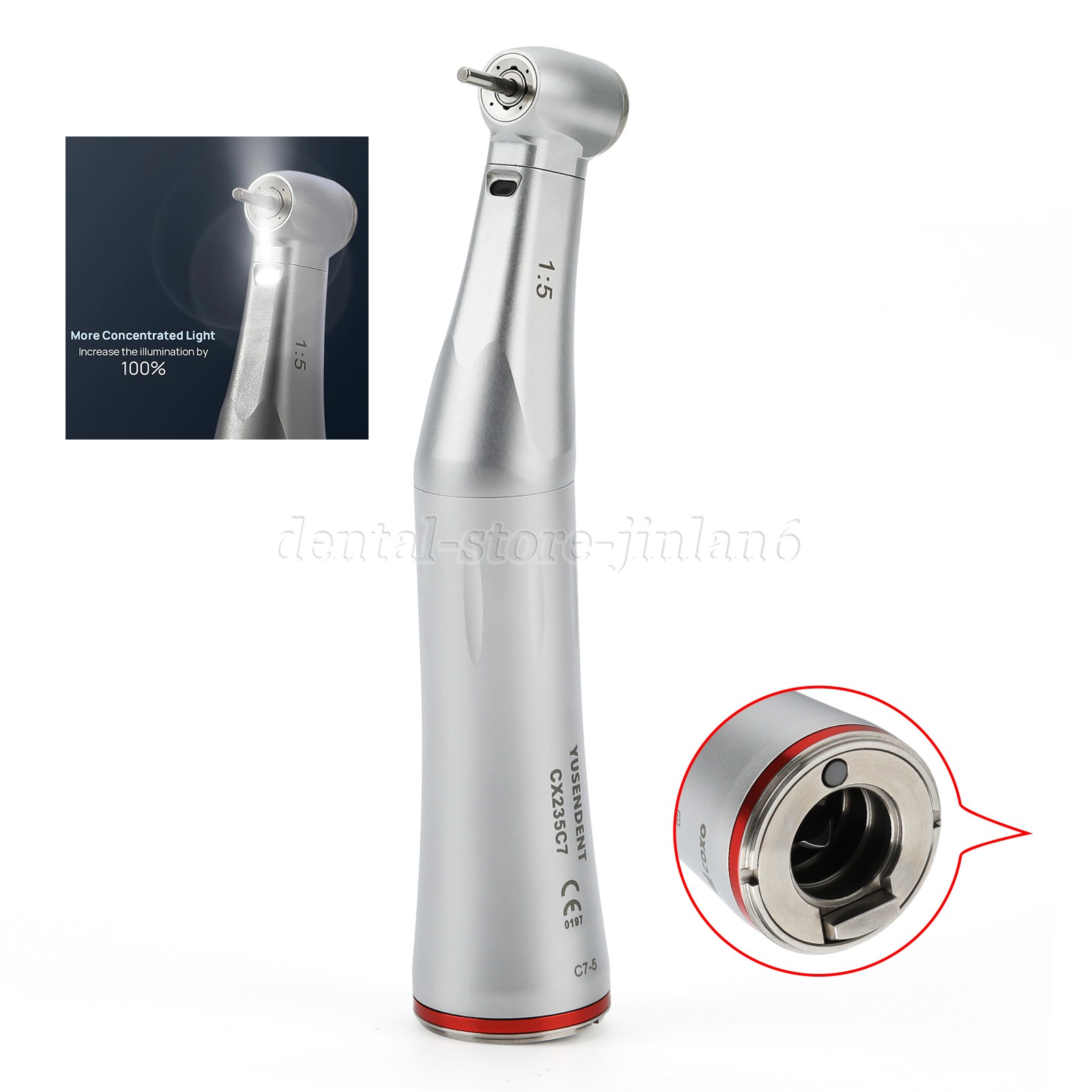 COXO Dental Optic Fiber 1:5 Contra Angle Handpiece CX235C7 C7-5 Standard Head