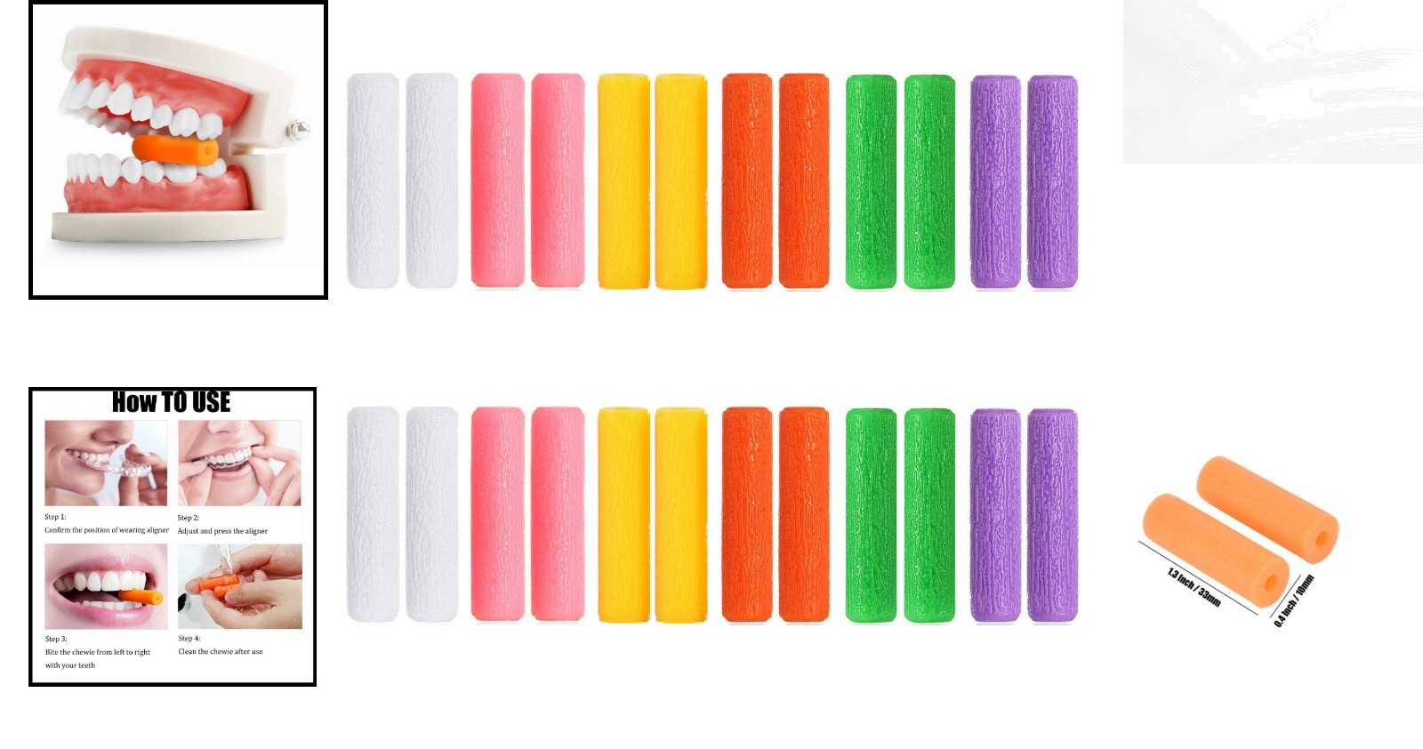 Vibrant 24-Pc Orthodontic Chewies: Soft Silicone Aids for Aligners in 6 Colors