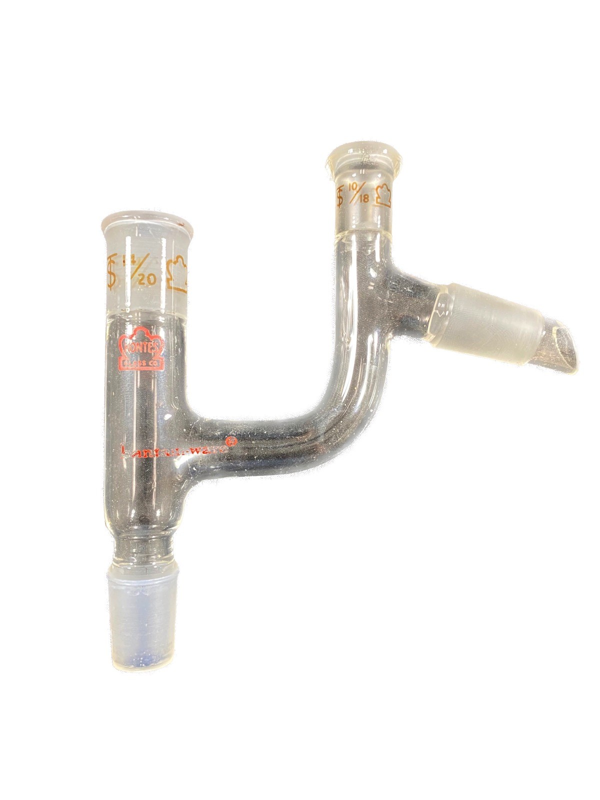 KIMBLE KONTES Glass 14/20 10/18 Thermometer Joint Claisen Distillation Adapter