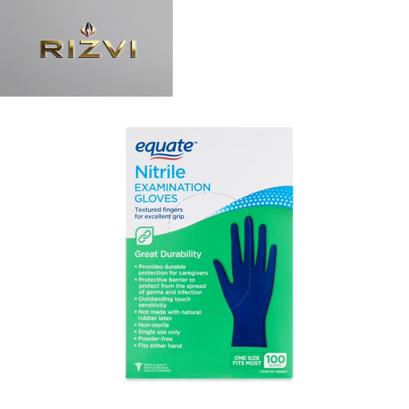 Equate Nitrile Exam Gloves, One Size Fits Most, 100 Count