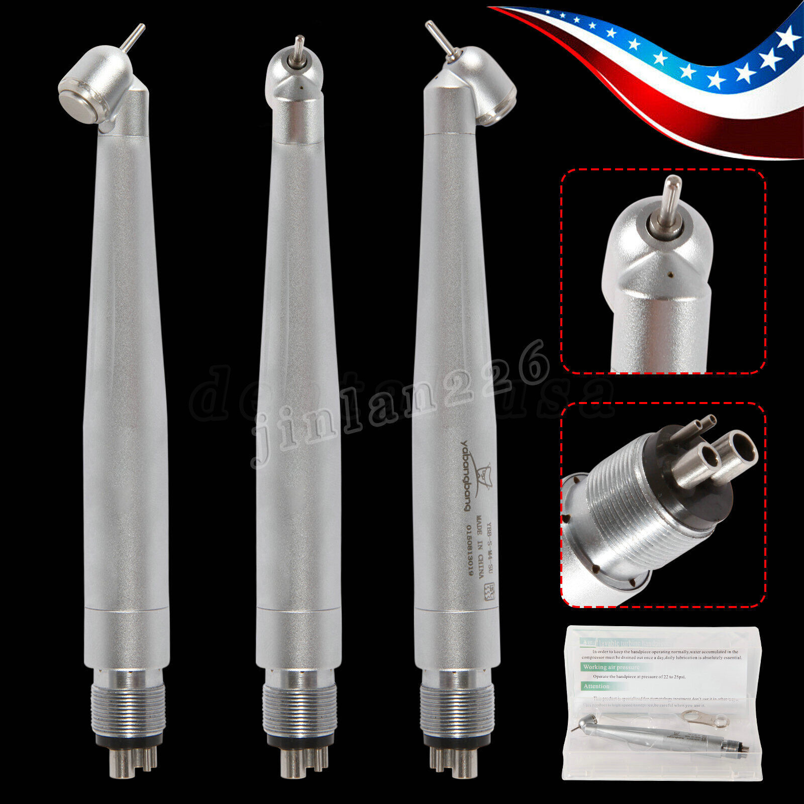 Dental 45 Degree Surgical High Speed Handpiece Push Button 4Hole yabangbang WCA4