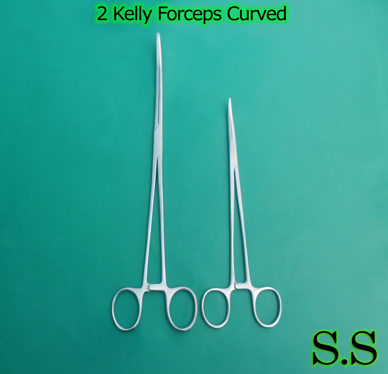 2 Pieces Kelly Hemostat Forceps Curved 8″ & 10″ Surgical Instruments