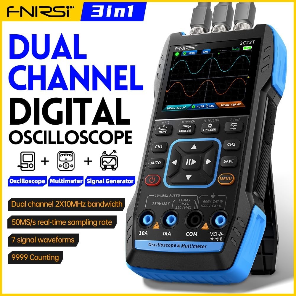 2C23T 3 in 1 Handheld Oscilloscope Multimeter DDS Generator, 2 Channels, 10MH…