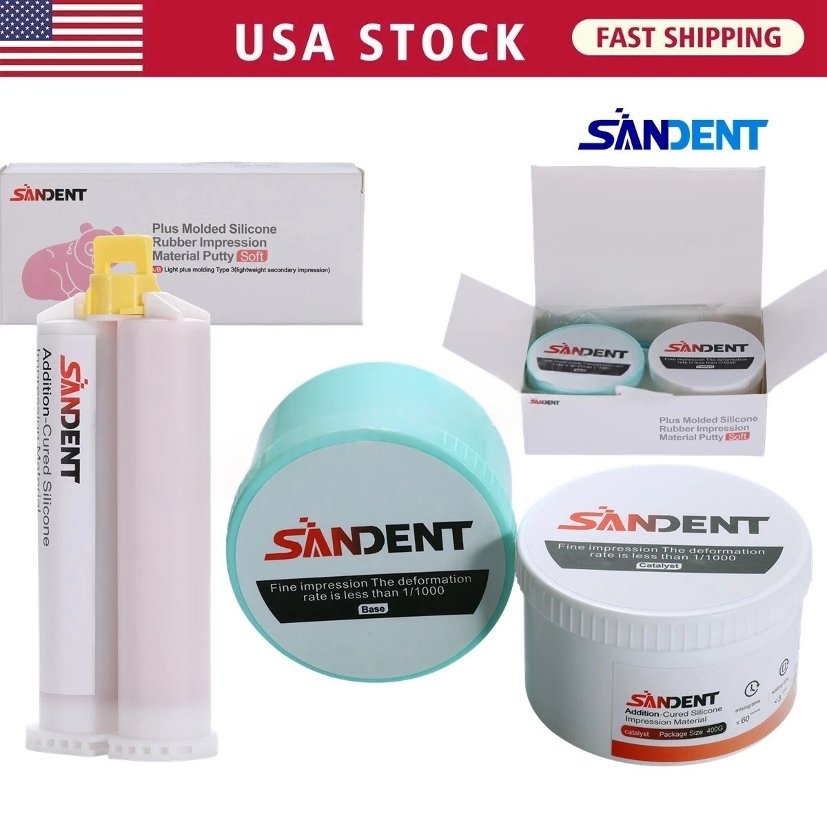 VPS PVS Dental Impression Silicone Material Putty + Light Body Set B Fast/Normal