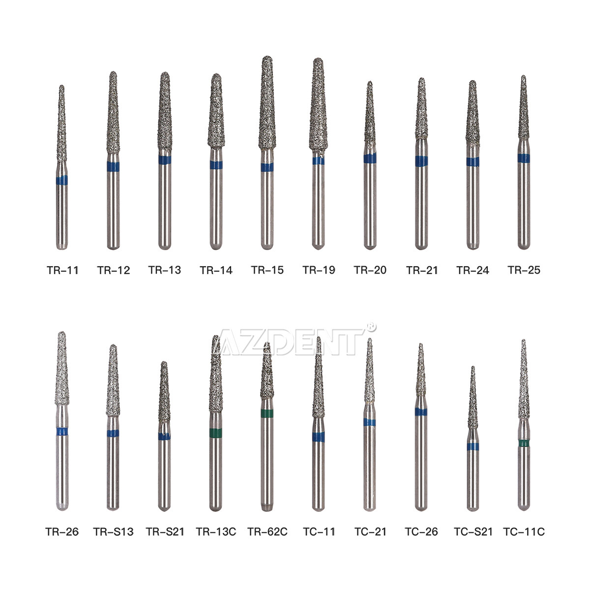 AZDENT Dental FG Diamond Burs for High Speed Handpiece Friction Grip 5pcs/pack