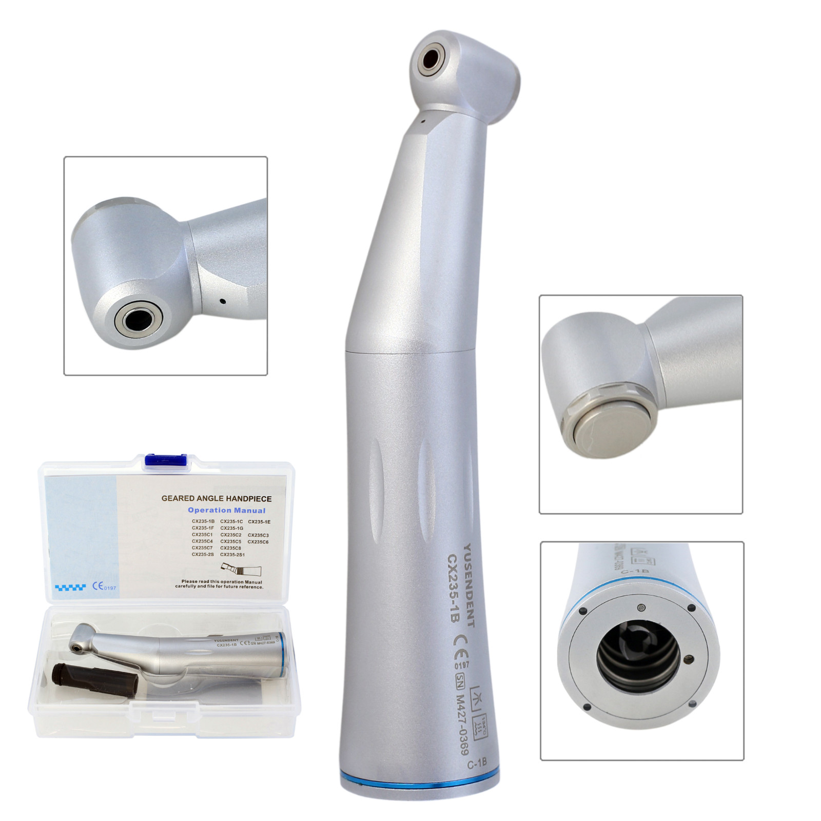 COXO Dental 1:1 Contra Angle LED Fiber Optic Slow Speed Handpiece CX235-1B 1C