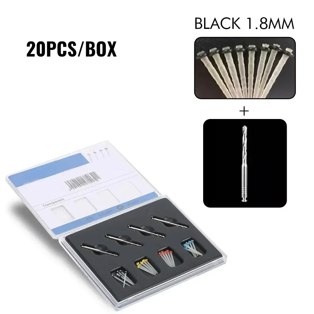 20Pcs/Bag Dental Fiber Post Kit Multi-Sizes Quartz Fiber with Matching Drills