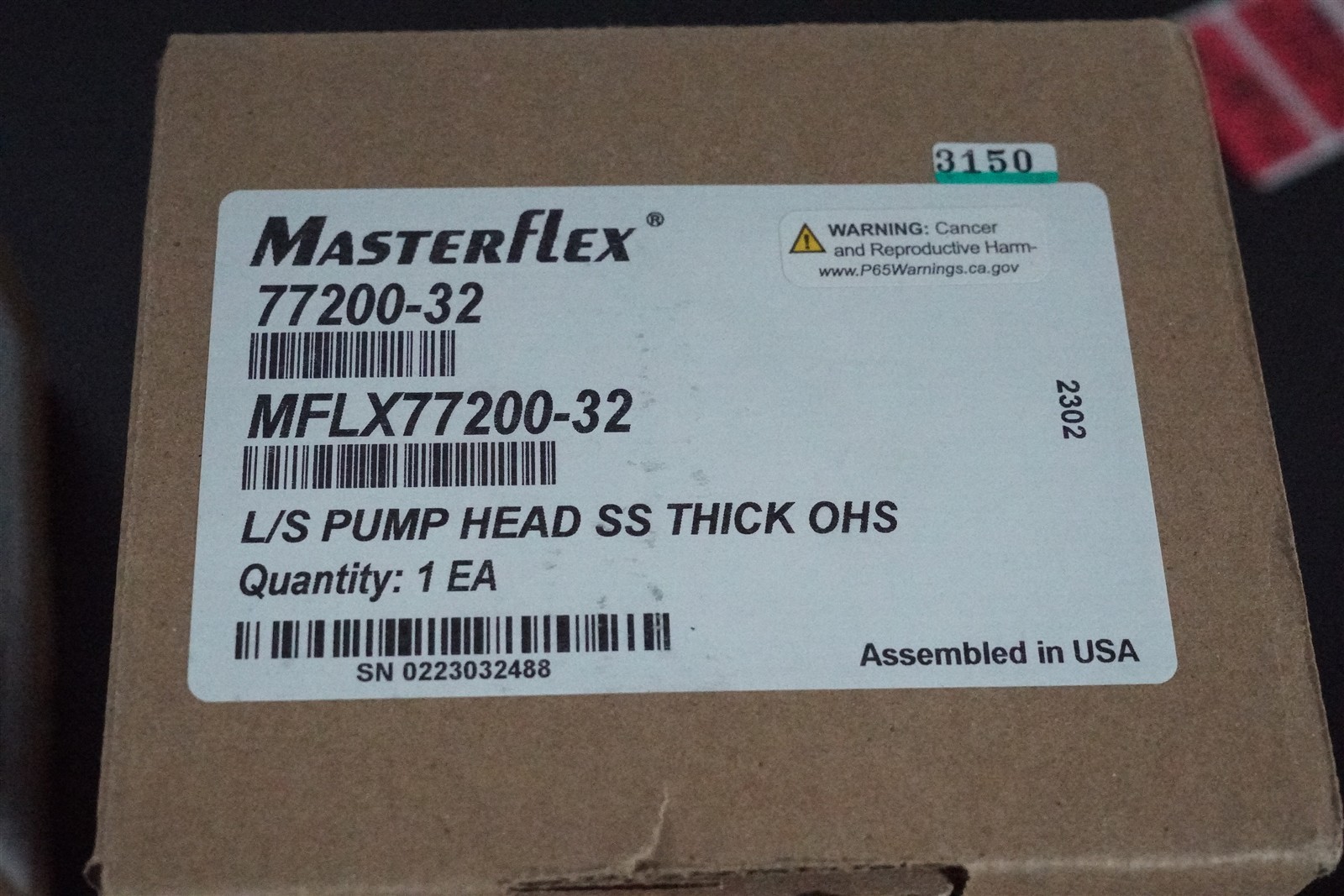 Cole Parmer Masterflex 77200-32 Pump Head New in Box